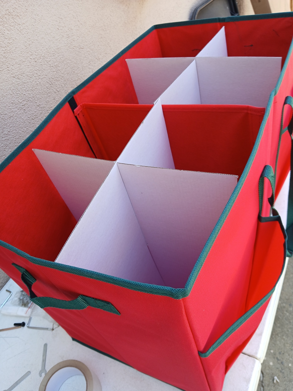 Red Fabric Storage Organizer Tote with Exterior Pockets - Picture 8 of 9
